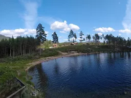 Blick von Linstø in Richtung Hüttengebiet